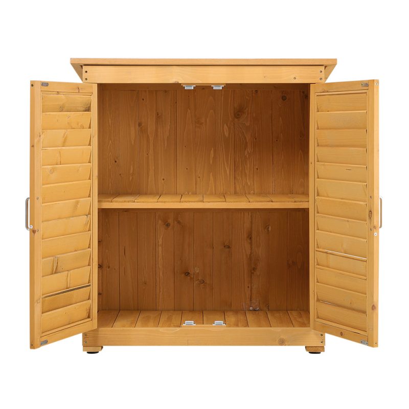 Breeins Outdoor Solid Wood Storage Cabinet Garden Tool Shed